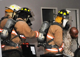 Marines conduct fire safety drill on Camp Leatherneck