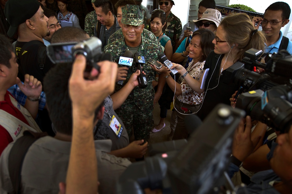 US and Philippine Marine commanders answer question from international press during Balikatan 2012