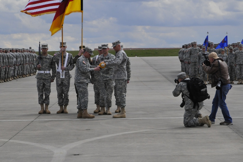 US Army Europe, 12th Combat Aviation Brigade, Casing of the Colors ceremony at the Katterback Army Air Field USAG Ansbach Germany