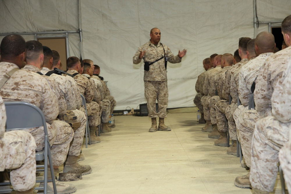 Marines aboard Camp Dwyer