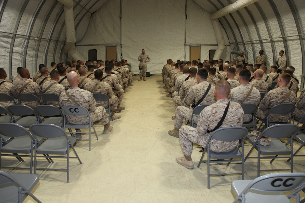 Marines aboard Camp Dwyer