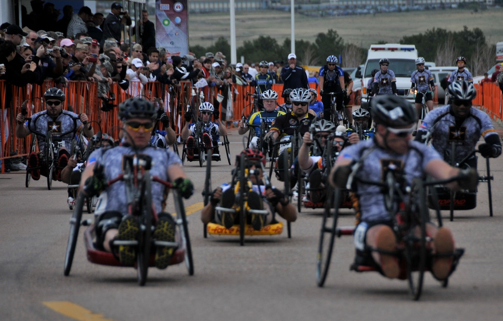 Competitors rush forward