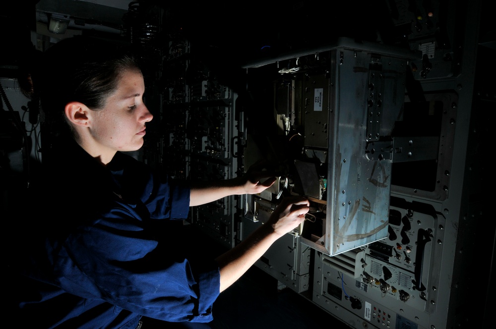USS Carl Vinson sailor performs systems check