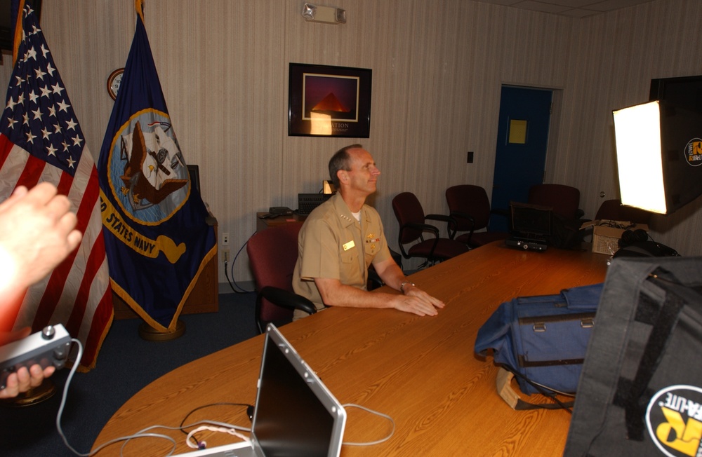 Adm. Greenert prepares to tape risk management spot that involved motorcycles