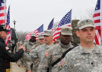 Guardsmen return from a year long deployment in Africa