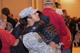 Guardsmen return from a year long deployment in Africa