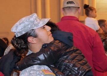 Guardsmen return from a year long deployment in Africa