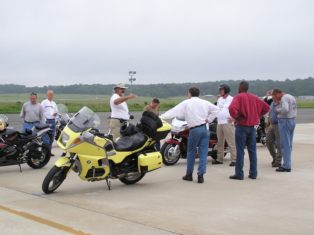 Joe Perfetto, Motorcycle Instructor, Talks with Students