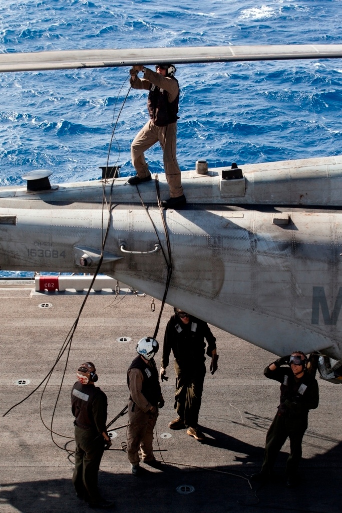 Marines maintain aircraft aboard USS Makin Island