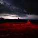 Indiana Army National Guardsmen assigned to the 38th Sustainment Brigade view a distant storm while conducting a night-fire qualification at Camp Atterbury