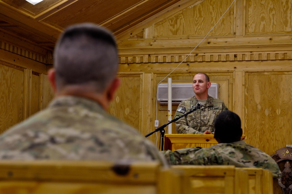 Soldiers take time to participate in National Day of Prayer at FOB Salerno