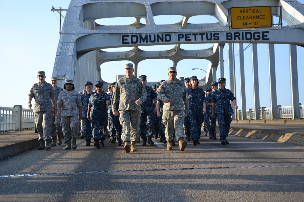 Walking across the Pettus Bridge