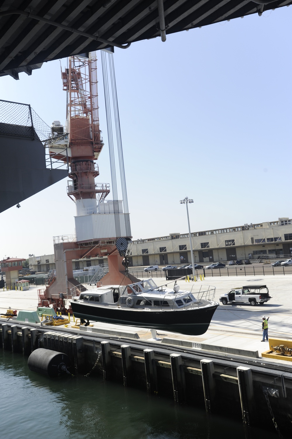 Sailors prepare admiral's barge