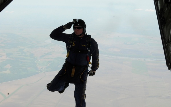 Leap Frog salutes before a jump