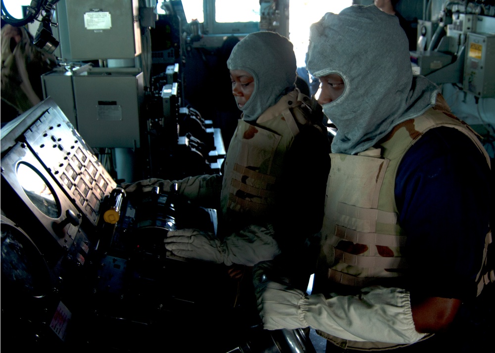 General quarters exercise aboard USS James E. Williams