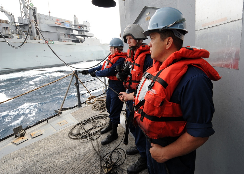 USS Vicksburg replenishment at sea