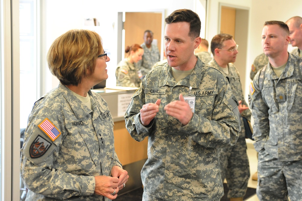 Lieutenant General Patricia D. Horoho, 43rd surgeon general visits the Troop Medical Clinic at  Rose Barracks, Germany