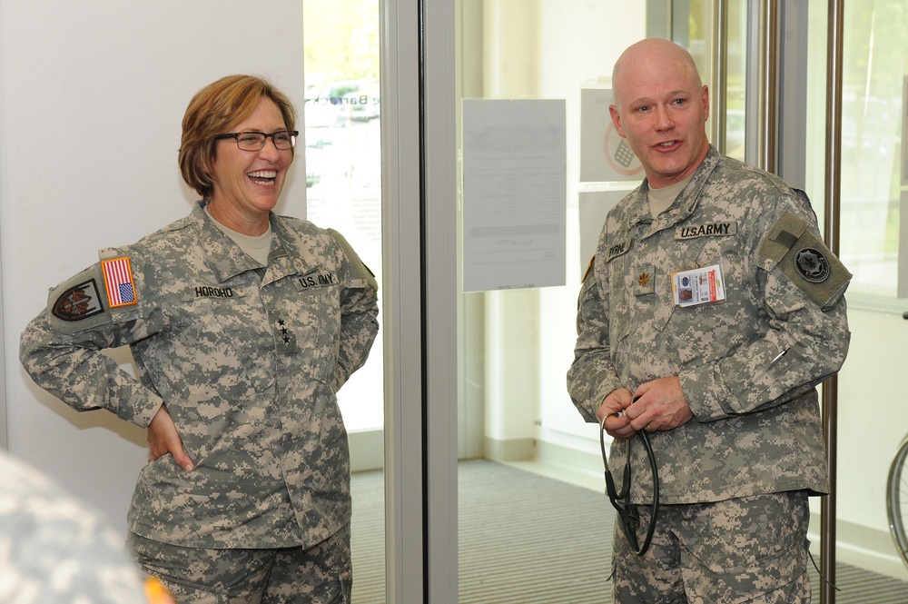 Lieutenant General Patricia D. Horoho, 43rd surgeon general visits the Troop Medical Clinic at  Rose Barracks, Germany