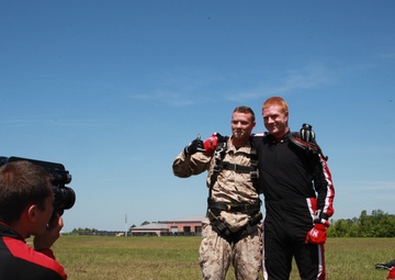 Two Marines jump with Black Daggers