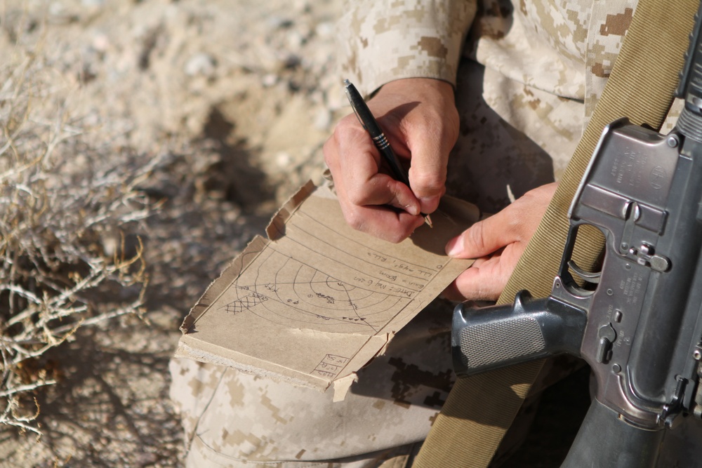 Headquarters Marines establish and secure base during Desert Fire Exercise