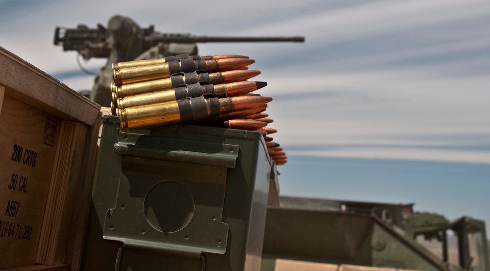 Soldiers put NBC RV Strykers, Fox vehicles through .50-caliber range