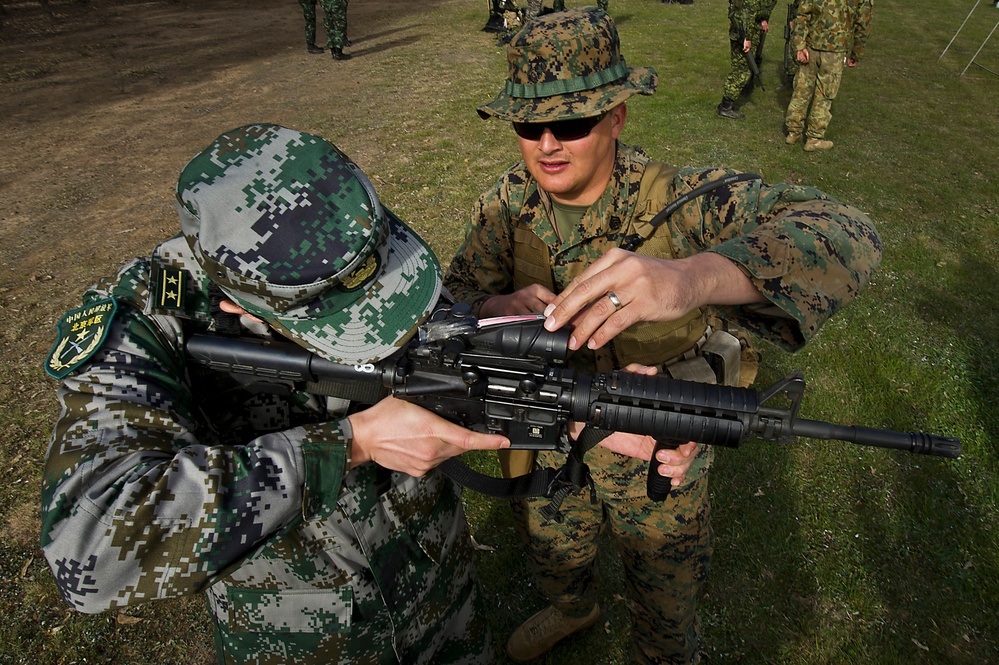 US Marines, Chinese officials discuss marksmanship during AASAM 2012