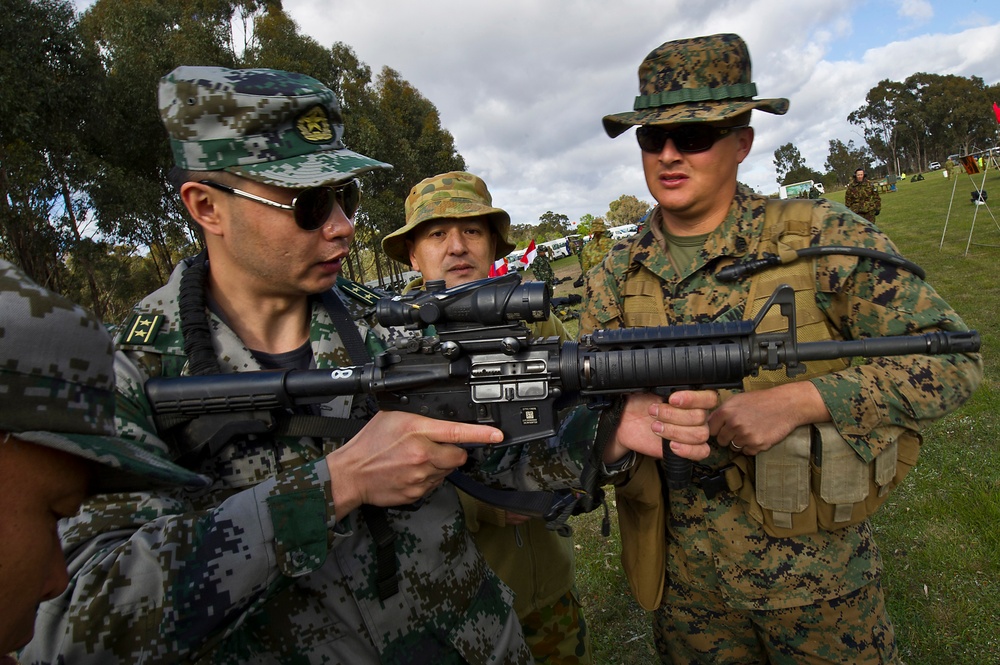 US Marines, Chinese officials discuss marksmanship during AASAM 2012