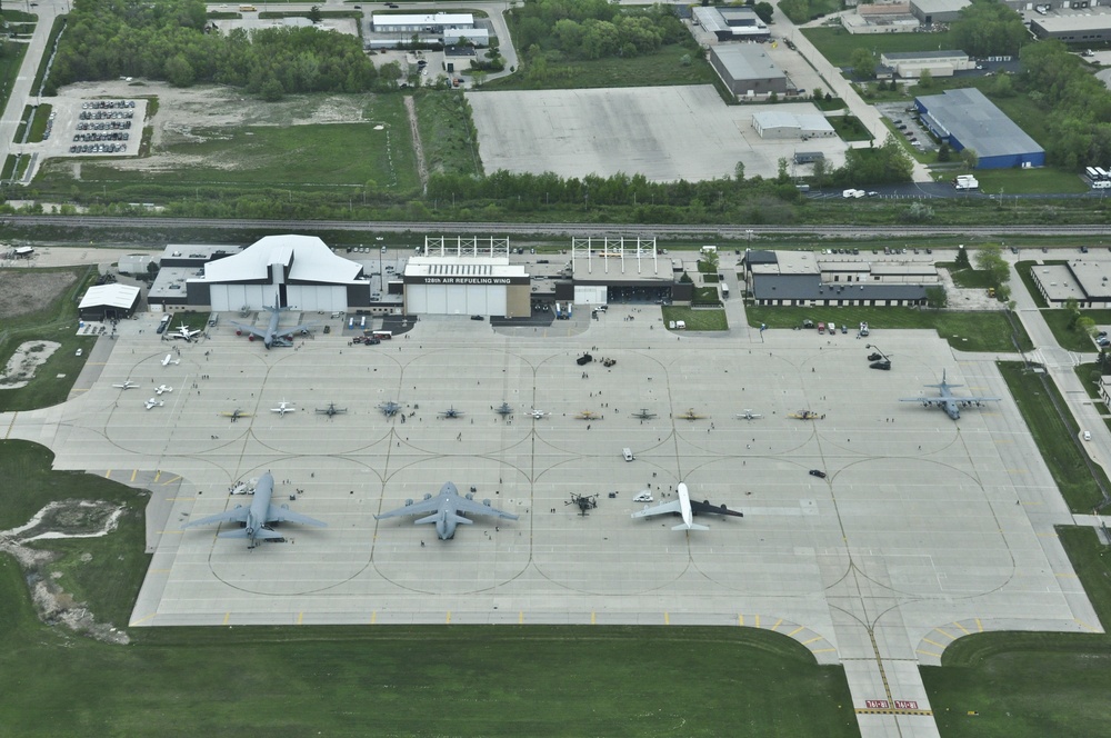 A military display from a bird's eye view