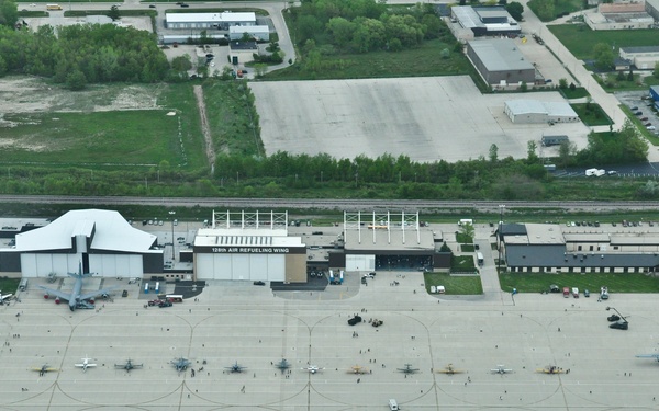 A military display from a bird's eye view