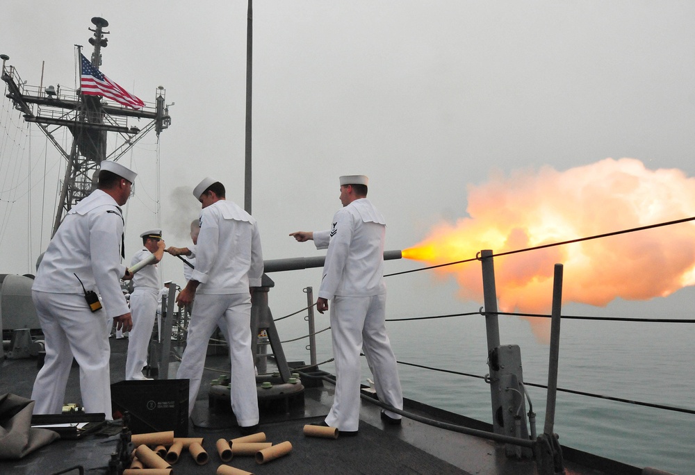 Firing a 40 mm saluting battery