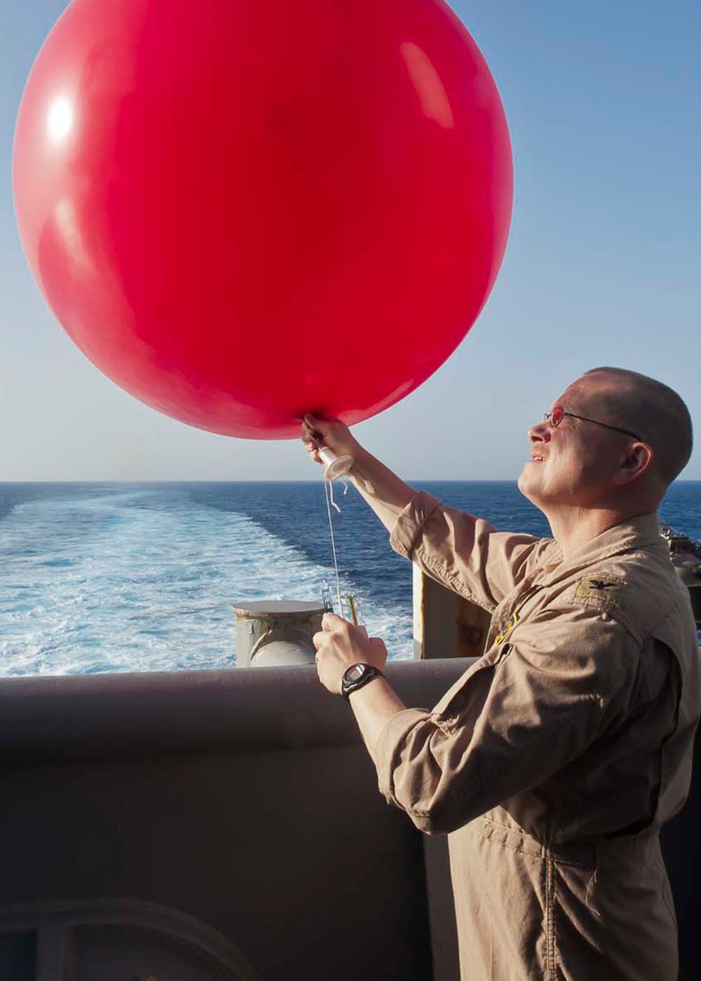 Releasing a weather balloon