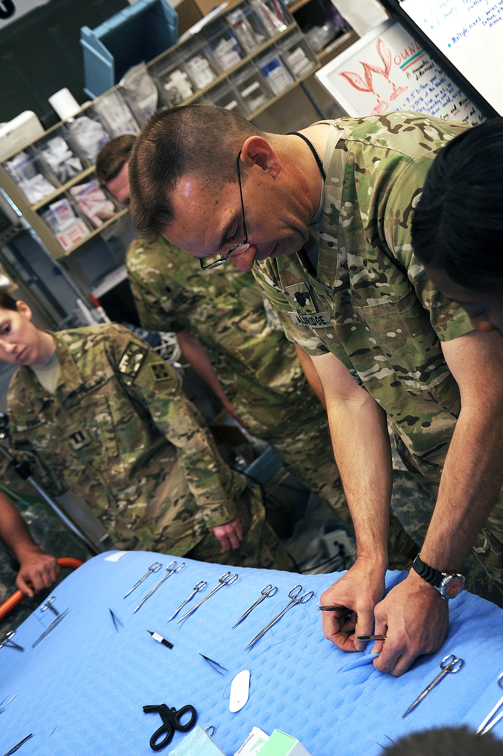 FST members practice suture techniques