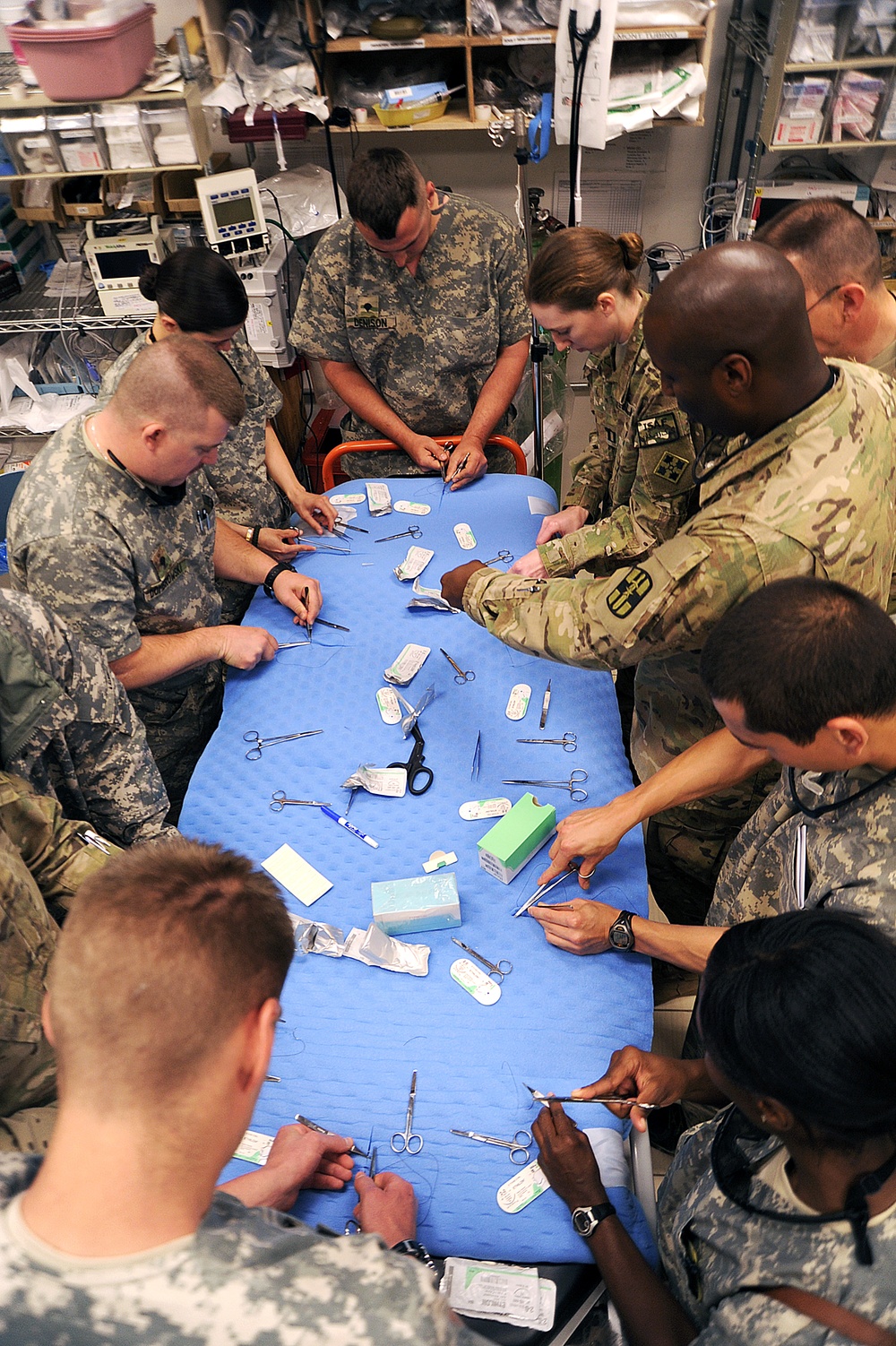 FST members practice suture techniques