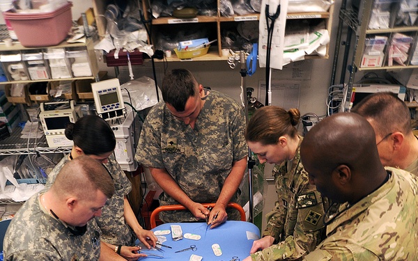 FST members practice suture techniques