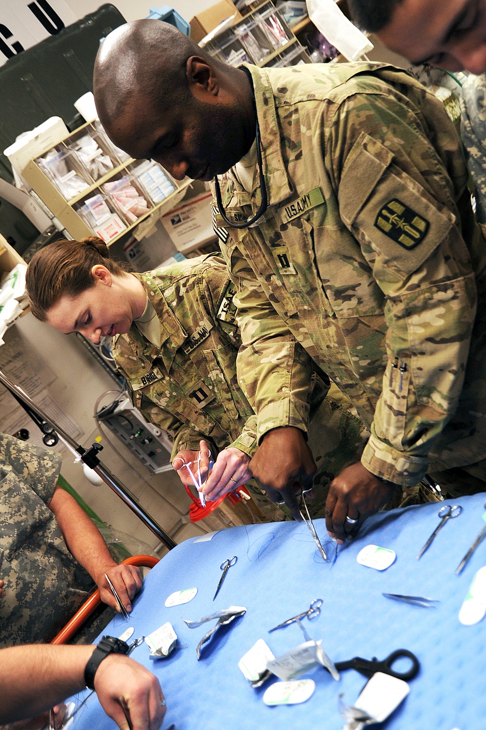 FST members practice suture techniques