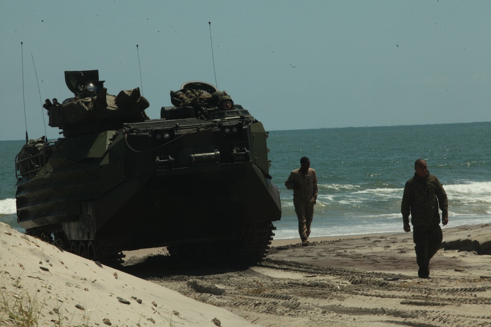 Guiding an amphibious assault vehicle