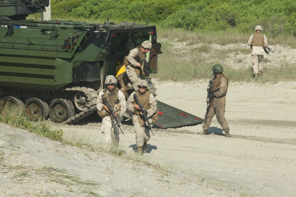 Disembarking an amphibious assault vehicle