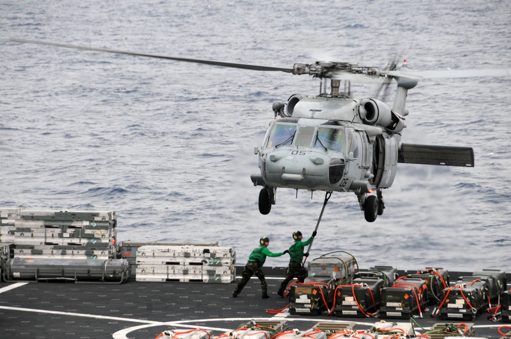 Ammunition transfer aboard USS George Washington