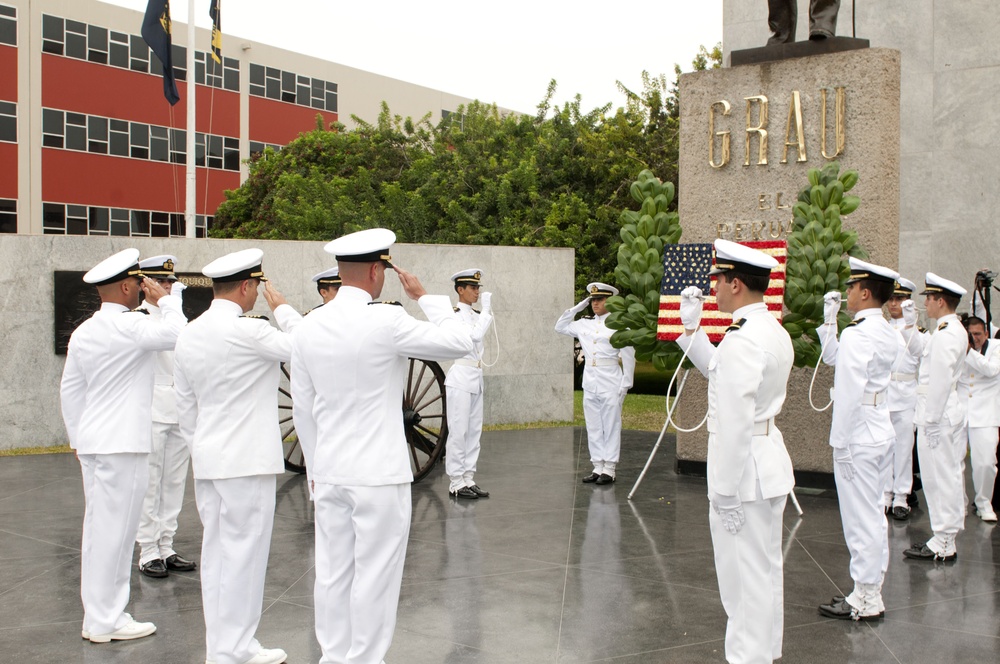 Wreath-laying ceremony in Peru