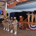 Camp Lemonnier color guard parade the colors during a change of command ceremony for Camp Lemonnier