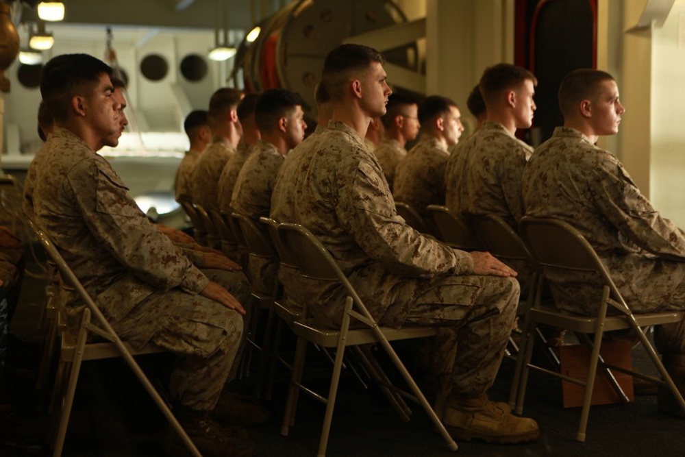 Marine graduate leadership course aboard USS Makin Island