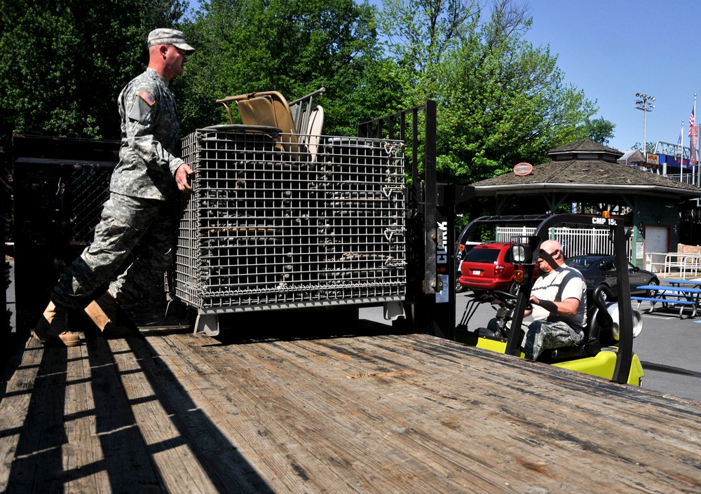 Unloading chairs