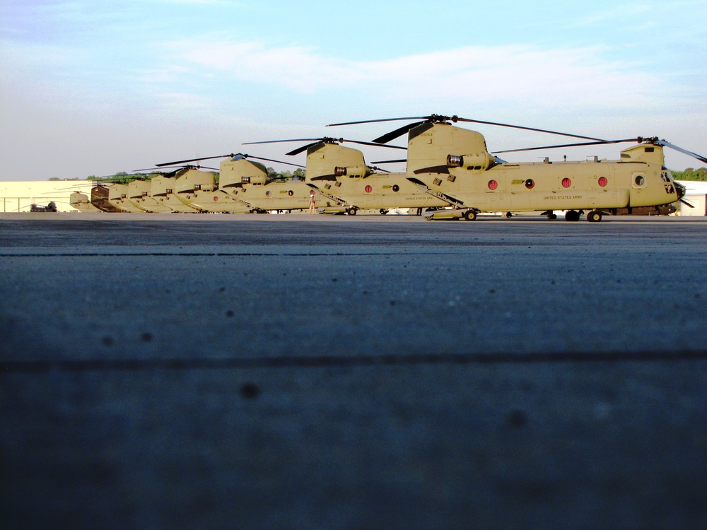 Chinooks await delivery on air field