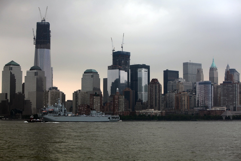 Ships parade through New York Harbor