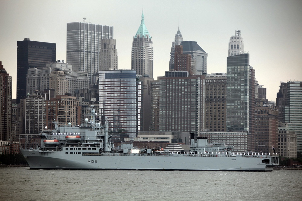 Ships parade through New York Harbor