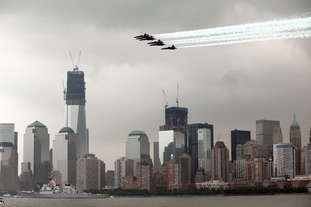 Ships parade through New York Harbor