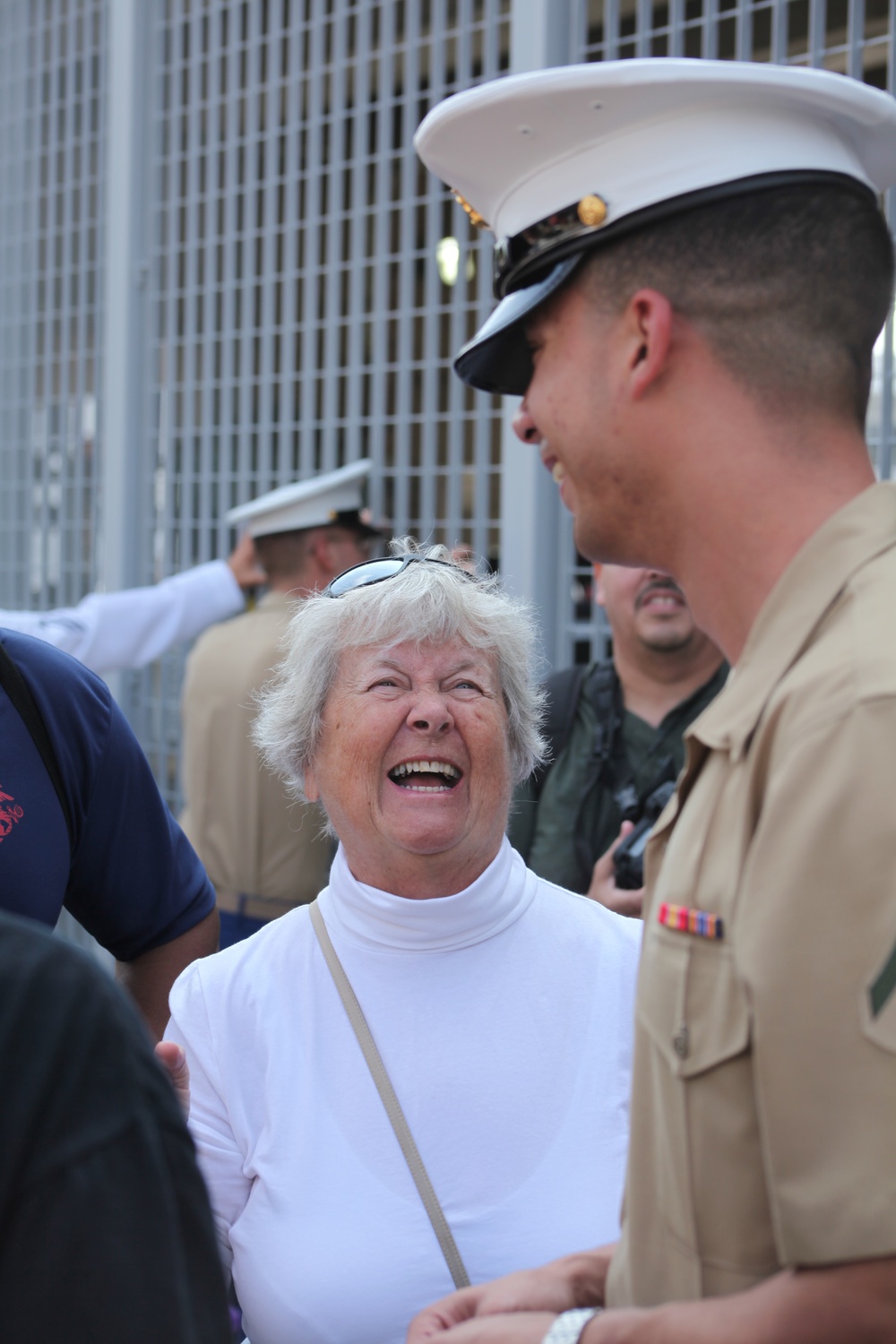 Marine welcomed by family during Fleet Week New York 2012