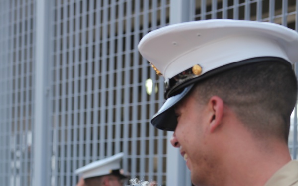 Marine welcomed by family during Fleet Week New York 2012