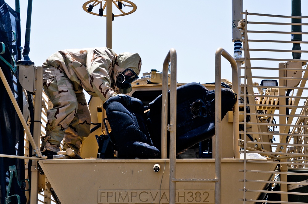 Paratroopers MOPP up at FOB Salerno