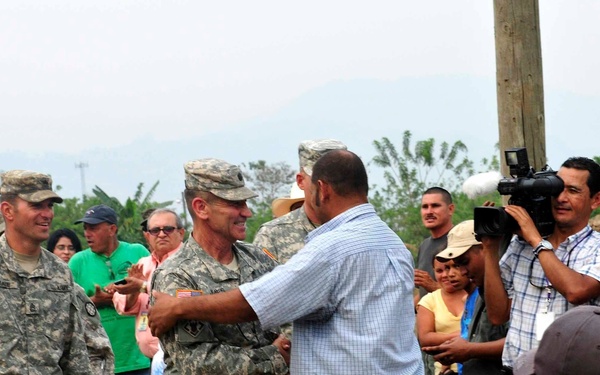 Soldiers celebrate building a schoolhouse for Hondurans